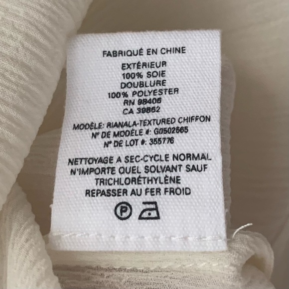 NWT New Theory Rianala Ivory Silk Chiffon Textured Lace Up Ruffle Pirate Blouse - Picture 14 of 14